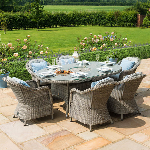 Maze Oxford 6 Seat Oval Ice Bucket Dining Set with
Heritage Chairs and Lazy Susan