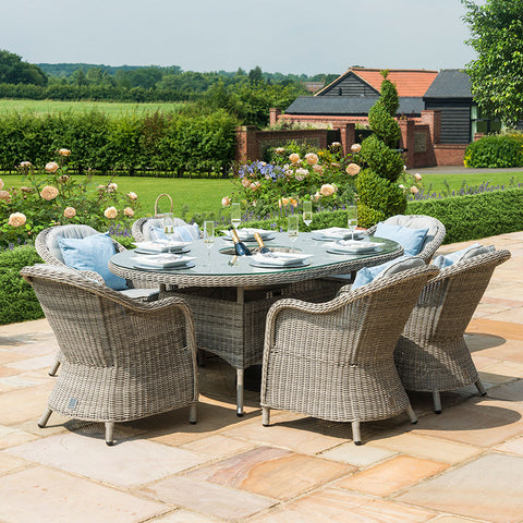 Maze Oxford 6 Seat Oval Ice Bucket Dining Set with
Heritage Chairs and Lazy Susan