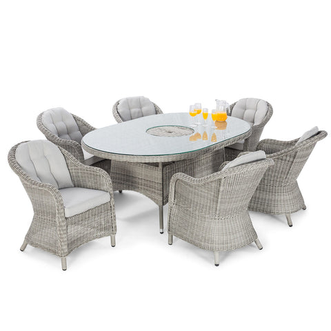 Maze Oxford 6 Seat Oval Ice Bucket Dining Set with
Heritage Chairs and Lazy Susan
