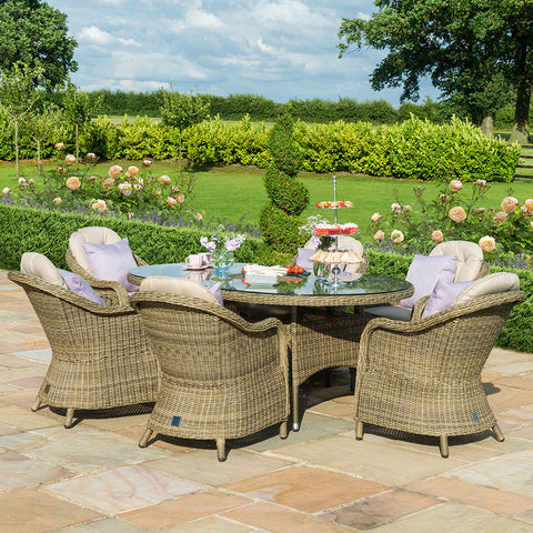 Maze Winchester 6 Seat Oval Ice Bucket Dining Set with Heritage Chairs and Lazy Susan