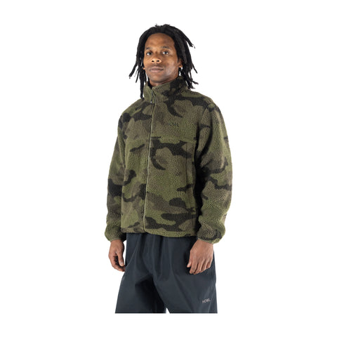 Howl Berber Fleece in Washed Camo – on model