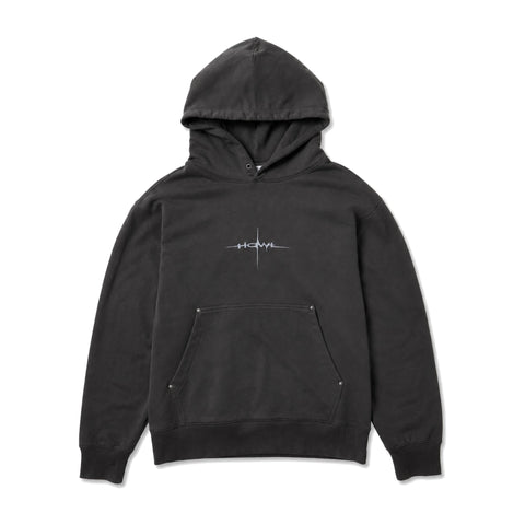 Howl Cropped Hoody in Washed Charcoal – flat lay