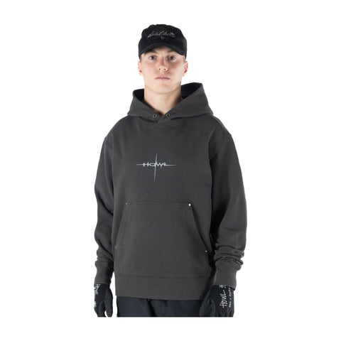 Howl Cropped Hoody in Washed Charcoal – on model