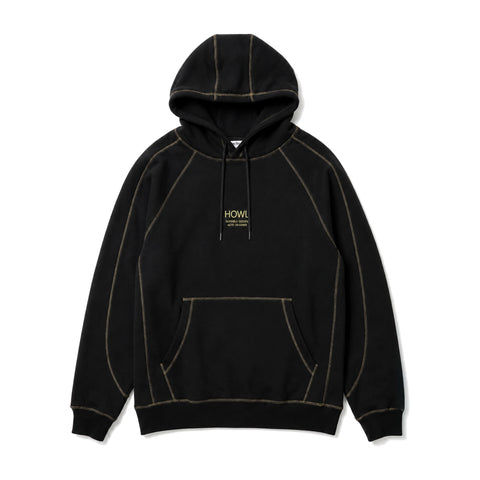 Howl DWR Logo Hoodie in Black – flat lay