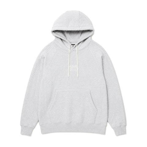 Howl DWR Logo Hoodie in Heather Grey – flat lay