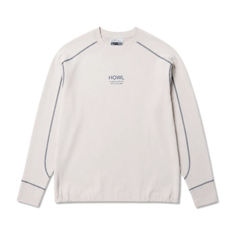 Howl Midweight Crew in Cream/Midnight – flat lay