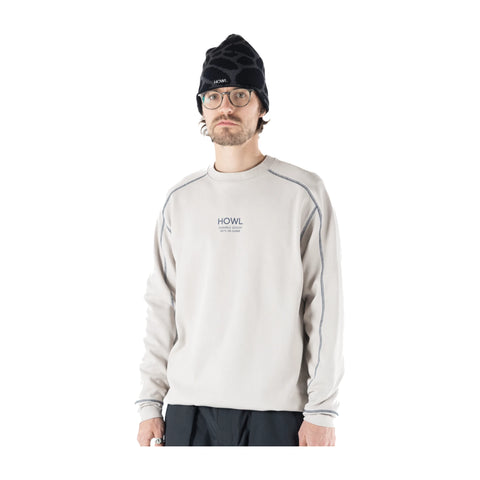 Howl Midweight Crew in Cream/Midnight – on model