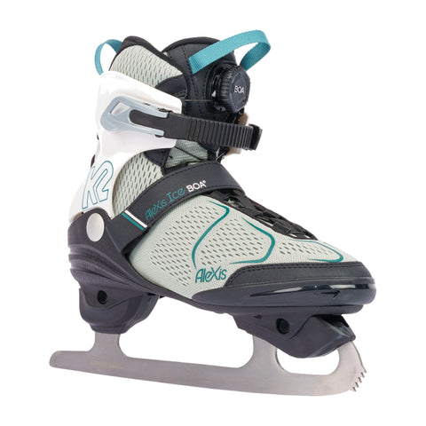 K2 Alexis BOA Figure Blade Women's Ice Skates 2027 in Grey / Blue – three-quarter view