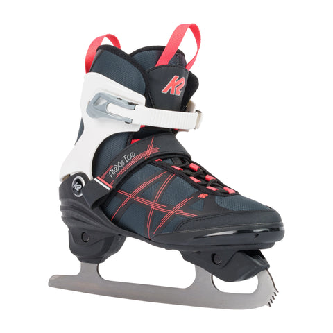 K2 Alexis Figure Blade Women's Ice Skates 2027 in Grey / Pink – three-quarter view