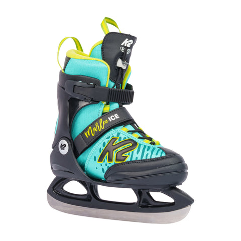 K2 Marlee Kids' Ice Skates 2027 in Turquoise / Yellow – three-quarter view