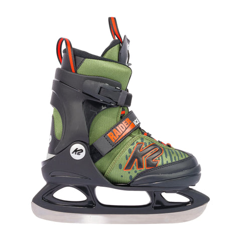K2 Raider Kids' Ice Skates 2027 in Green / Orange – side view