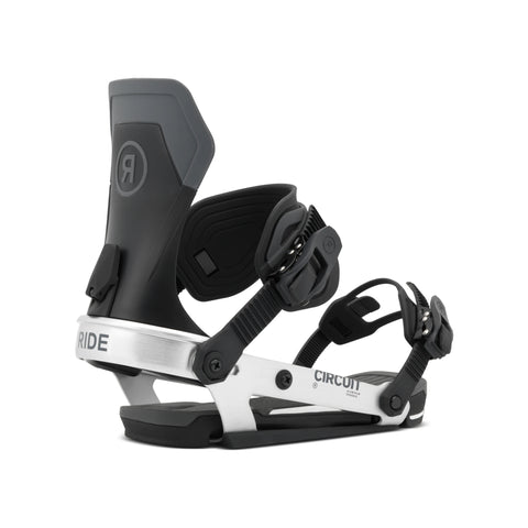 Ride Circuit Snowboard Bindings 2027 in Silver – three-quarter view