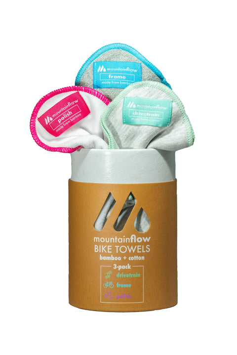 mountainFLOW Bamboo + Cotton Bike Towels - 3 Pack