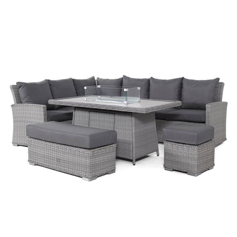 Maze Ascot Rectangular Corner Dining Set with Fire Pit