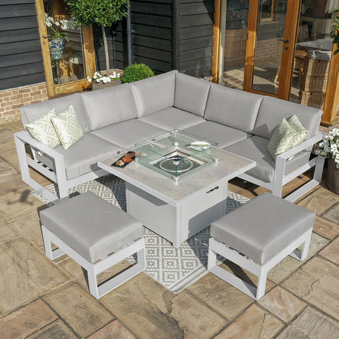 Maze Amalfi Small Corner Dining with Square Fire Pit Table