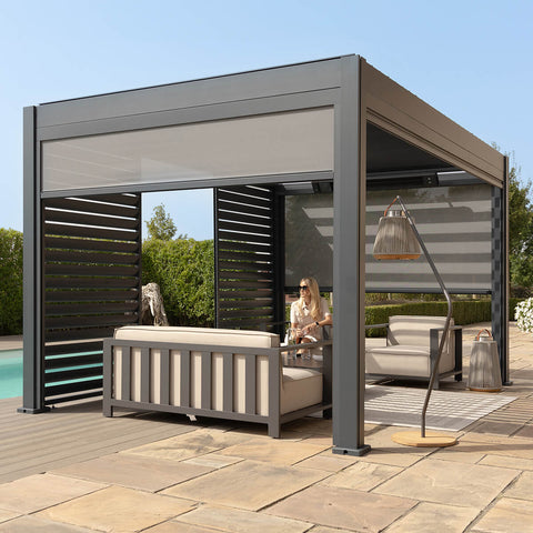 Maze Eden Pergola Aluminium Rectangular 30x40/ Louvre Wall 4m / 3x Blinds - Complete Kit