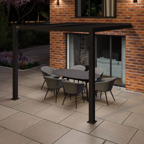 Maze Como Pergola Aluminium Lean-to Wall 30x30 Frame Only / Grey