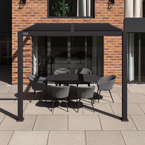 Maze Como Pergola Aluminium Lean-to Wall 30x30 Frame Only / Grey