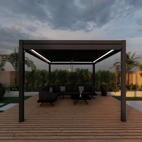 Maze Como Pergola Aluminium Square 30x30 with 4 Drop Sides