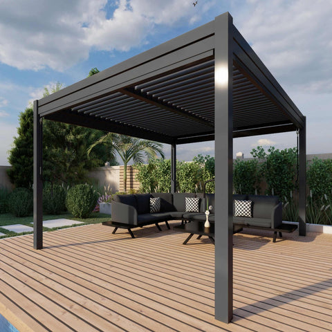 Maze Como Pergola Aluminium Square 30x30 with 4 Drop Sides