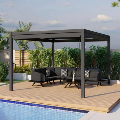 Maze Como Pergola Aluminium Square 40x40 with 4 Drop Sides