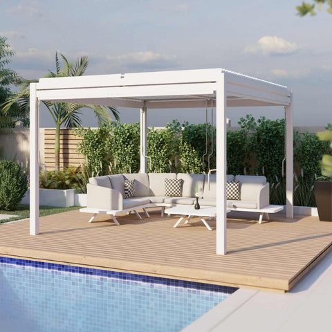 Maze Como Pergola Aluminium Square 40x40 with 4 Drop Sides