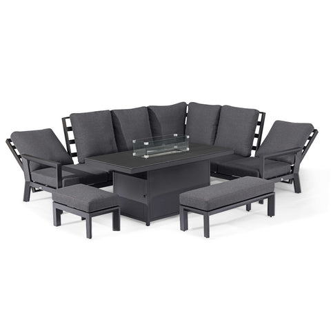 Maze Manhattan Reclining Corner Dining Set with Fire Pit