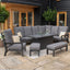 Maze Manhattan Reclining Corner Dining Set with Fire Pit and Armchair