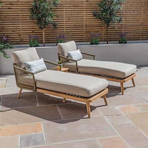 Maze Bali Double Sunlounger Set & Side Table