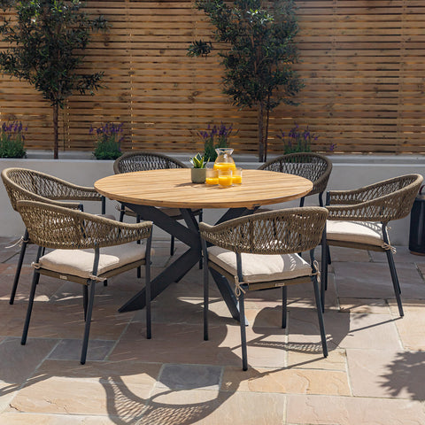 Maze Bali 6 Seat Round Dining Set - 140cm