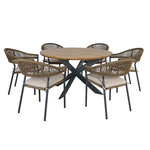 Maze Bali 6 Seat Round Dining Set - 140cm