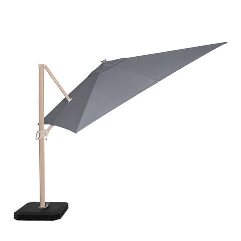 Maze Zeus Cantilever Parasol 3m Square - With LED Lights & Cover - Wood Effect