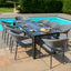 Maze Pebble 8 Seat Rectangular Fire Pit Dining Set