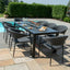 Maze Pebble 8 Seat Rectangular Fire Pit Dining Set