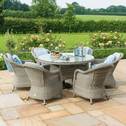 Maze Oxford 6 Seat Round Ice Bucket Dining Set with Heritage Chairs and Lazy Susan