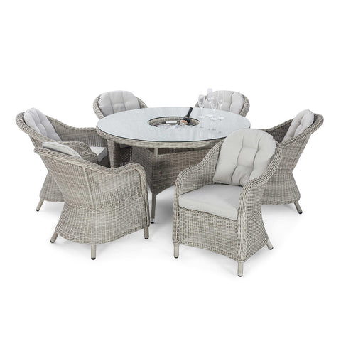 Maze Oxford 6 Seat Round Ice Bucket Dining Set with Heritage Chairs and Lazy Susan