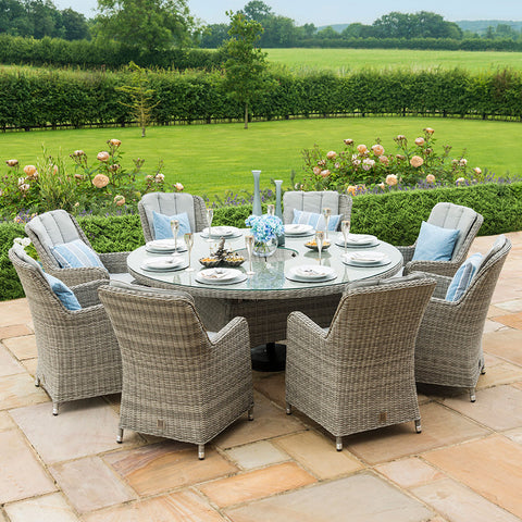 Maze Oxford 8 Seat Round Ice Bucket Dining Set with Venice Chairs and Lazy Susan