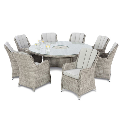 Maze Oxford 8 Seat Round Ice Bucket Dining Set with Venice Chairs and Lazy Susan