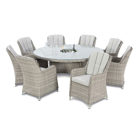 Maze Oxford 8 Seat Round Ice Bucket Dining Set with Venice Chairs and Lazy Susan