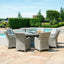 Maze Oxford 8 Seat Round Fire Pit Dining Set with Venice Chairs and Lazy Susan