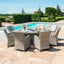 Maze Oxford 8 Seat Round Fire Pit Dining Set with Venice Chairs and Lazy Susan