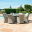 Maze Oxford 8 Seat Round Fire Pit Dining Set with Venice Chairs and Lazy Susan