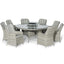 Maze Oxford 8 Seat Round Fire Pit Dining Set with Venice Chairs and Lazy Susan