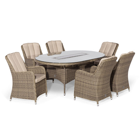 Maze Winchester 6 Seat Oval Fire Pit Dining Set with Venice Chairs