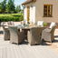 Maze Winchester 8 Seat Round Fire Pit Dining Set with Venice Chairs and Lazy Susan