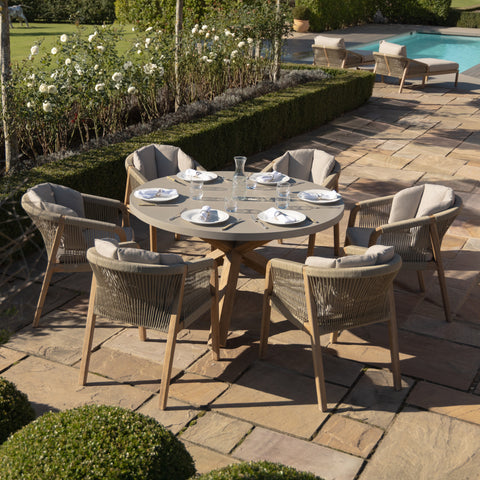 Maze Martinique 6 Seat Round Dining Set With Concrete Top - 150cm Table