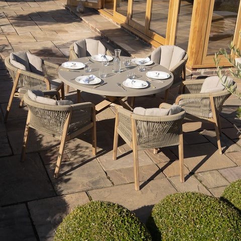 Maze Martinique 6 Seat Round Dining Set With Concrete Top - 150cm Table