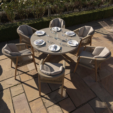 Maze Martinique 6 Seat Round Dining Set With Concrete Top - 150cm Table