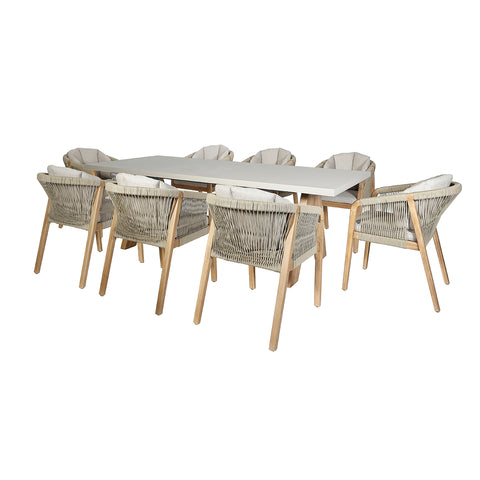 Maze Martinique 8 Seat Rectangular Dining Set With Concrete Top - 230cm