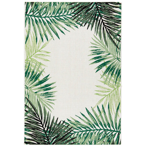 Maze Botany Palm Leaf 160x230cm White Centre Outdoor Rug